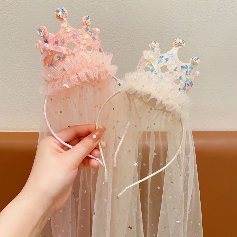 Princess Crown Veil Headbands  - Glitter Tablecloth ulasan dan harga
