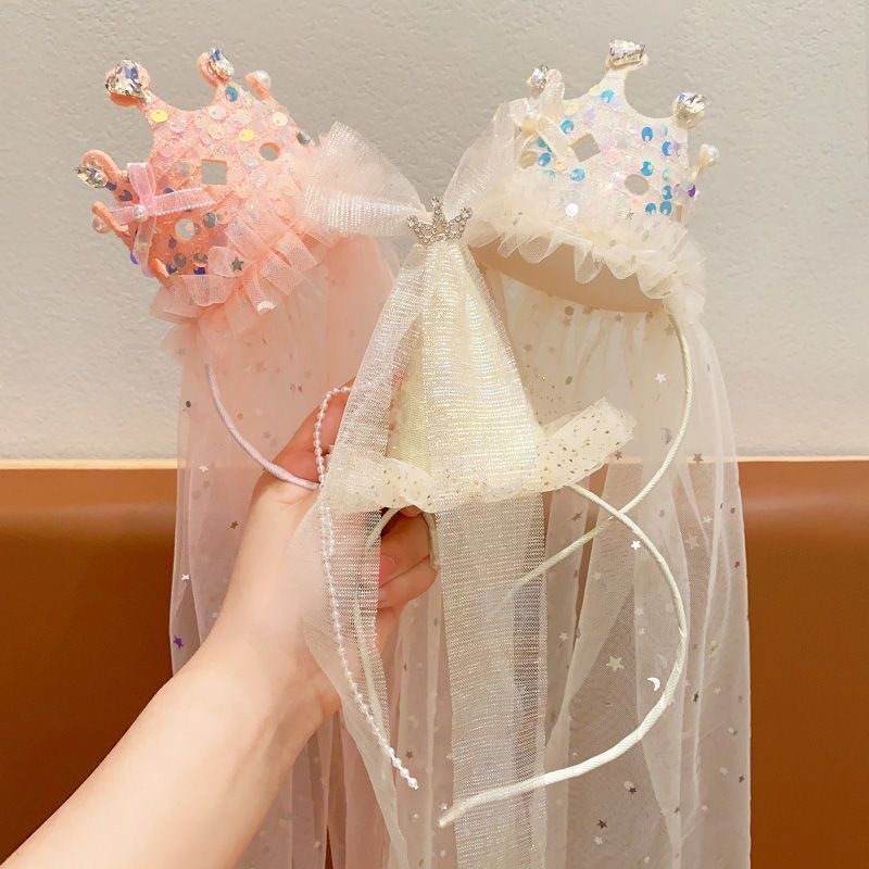 Princess Crown Veil Headbands  - Glitter Tablecloth ulasan dan harga
