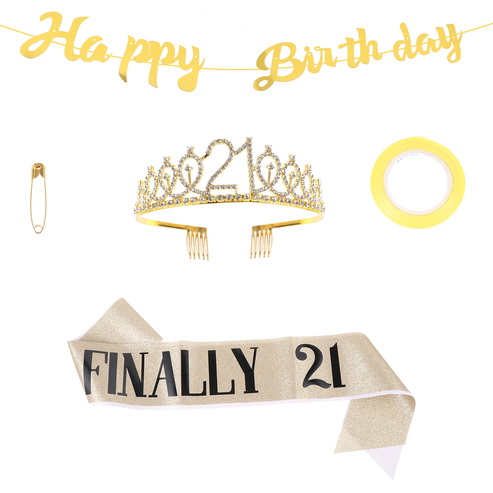 1Set Birthday Crown Glitter Ba - Birthday Sash Glitter ulasan dan harga