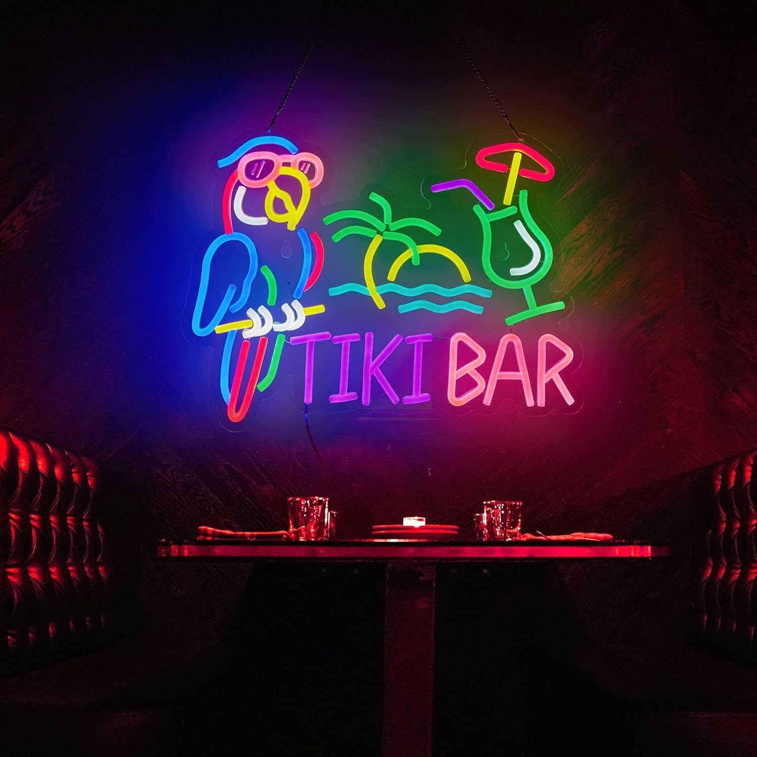 Tiki Bar Parrot Palm Tree Neon - Neon Sign Party ulasan dan harga