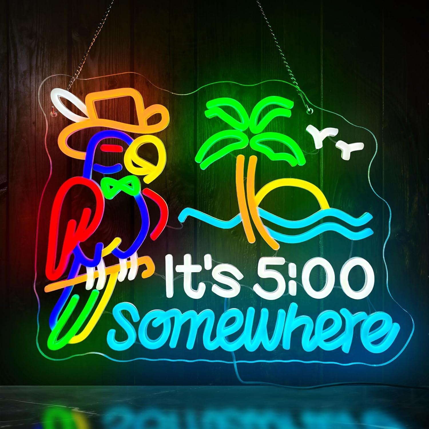 Tiki Bar Parrot Palm Tree Neon - Neon Sign Party ulasan dan harga