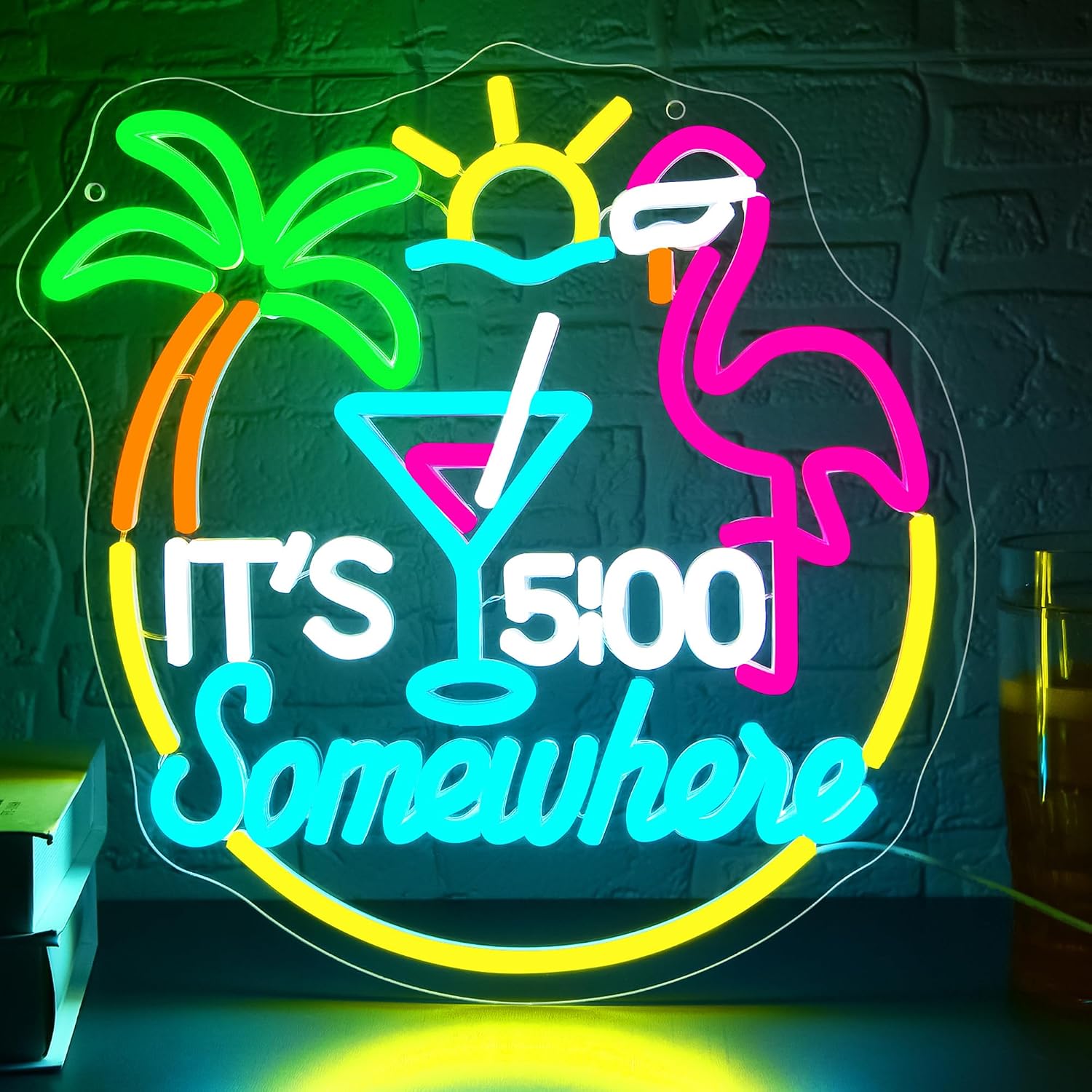 Tiki Bar Parrot Palm Tree Neon - Neon Sign Party ulasan dan harga