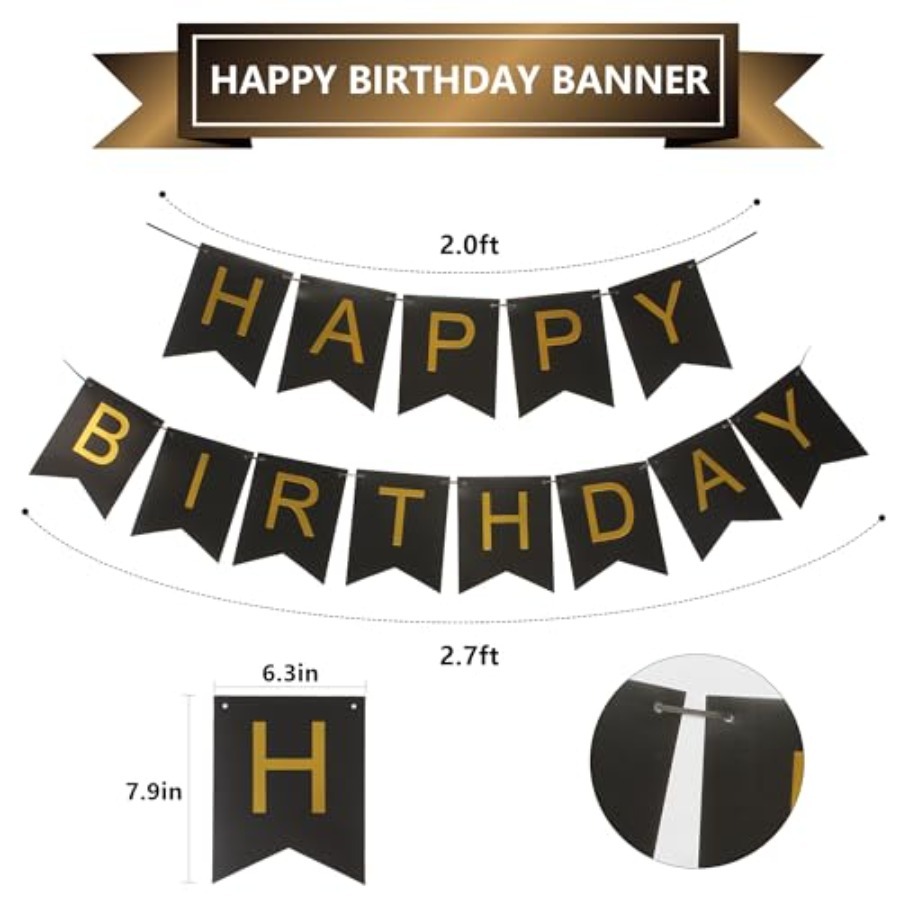 Black and Gold Striped Banner  - Party Banner Gold ulasan dan harga