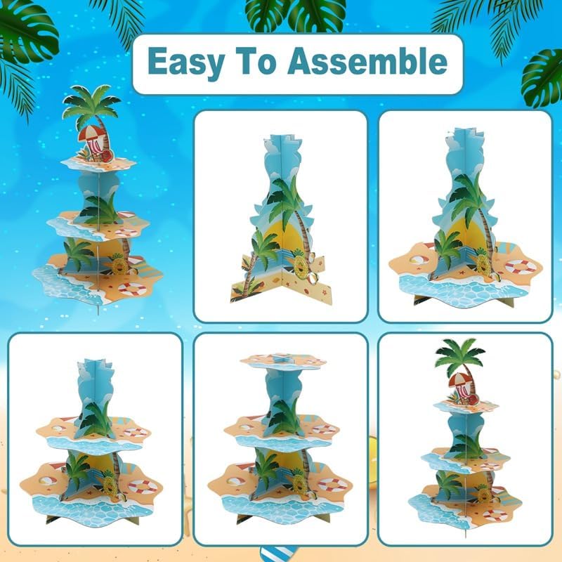 3 Tier Hawaiian Beach Cupcake  - Cupcake Stand Tier ulasan dan harga